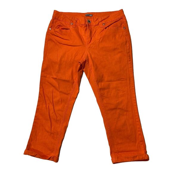 new directions Pants - New Directions Weekend Orange Cropped/Capri Womens 10 Stretch Straight Cuffed